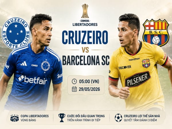 Cruzeiro vs Barcelona SC nhận định, dự đoán trước trận đêm nay Cruzeiro vs Barcelona SC nhận định, dự đoán trước trận đêm nay