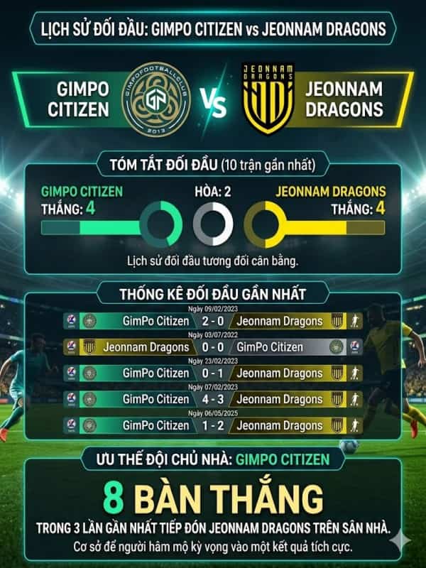 Đối đầu GimPo Citizen vs Jeonnam Dragons Đối đầu GimPo Citizen vs Jeonnam Dragons